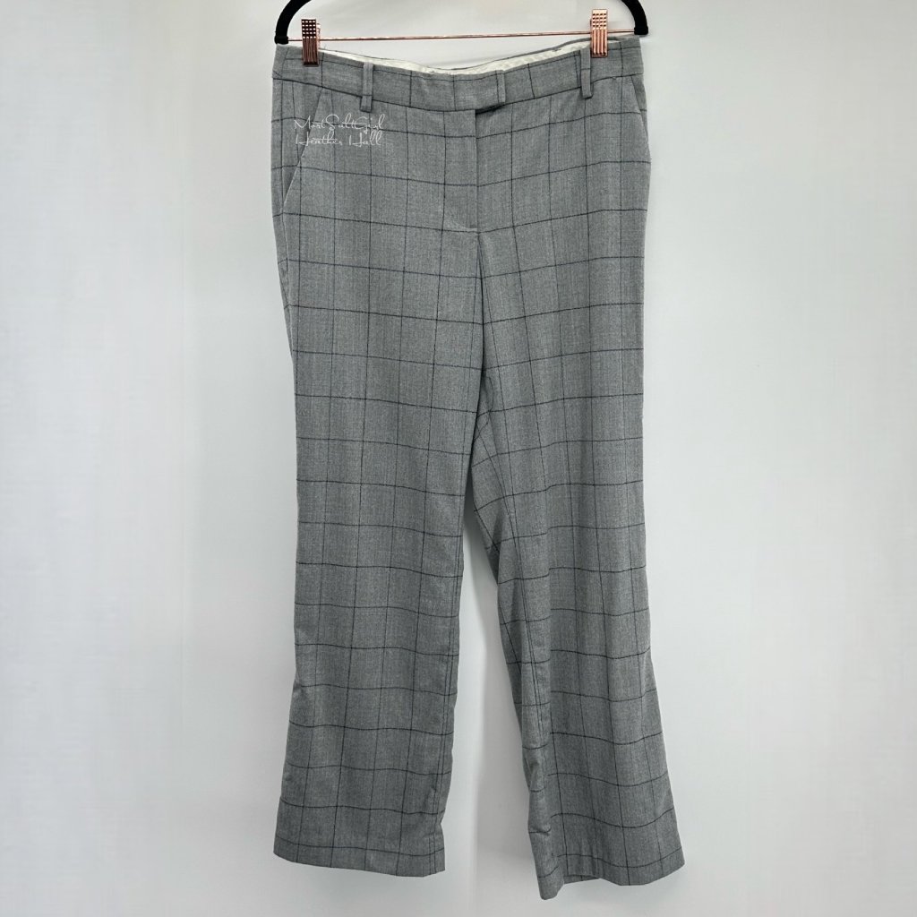 Talbots Petites Windsor Gray Checked Wool Trouser Pants Size 10